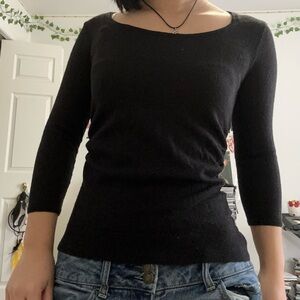 Ann Taylor Black Ruched Blouse